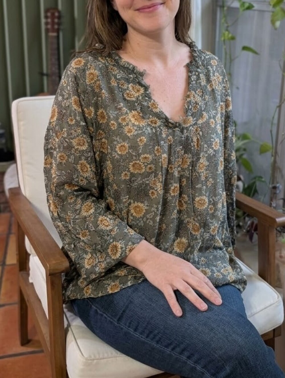 Natural Life Floral Cotton Top.